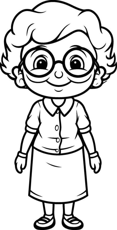 Cute cartoon grandmother isolated on a white background. vector