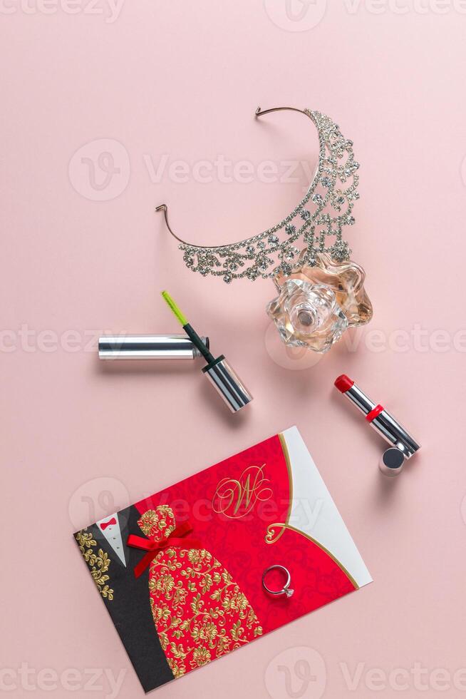 Top view of female fashion accessories photo