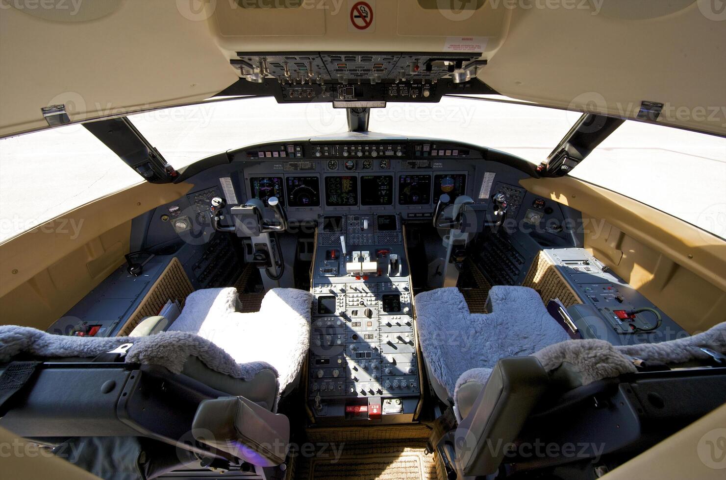 pilot cockpit in an VIP commercial airplane photo
