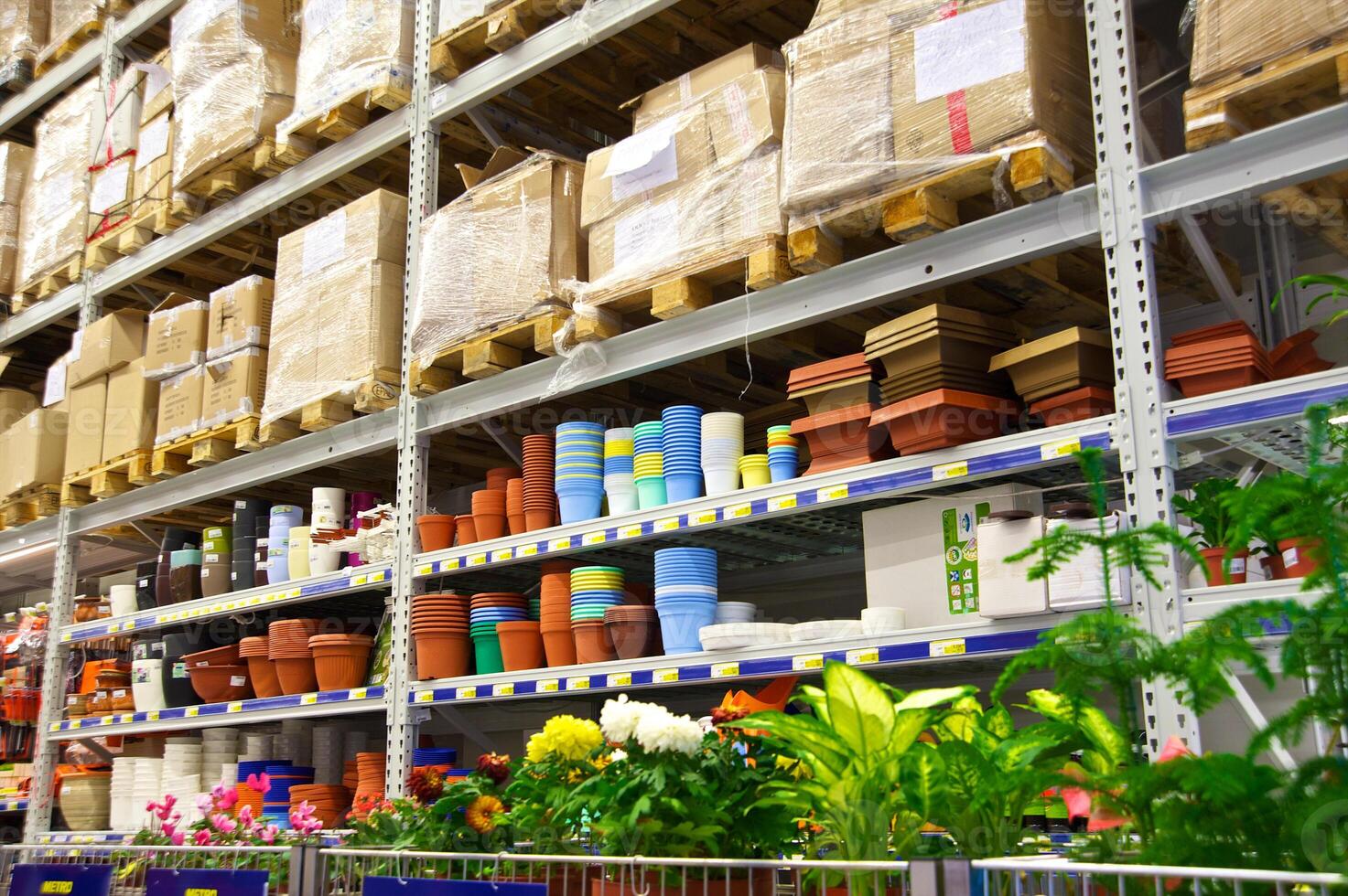 The shelves with goods in a supermarket photo