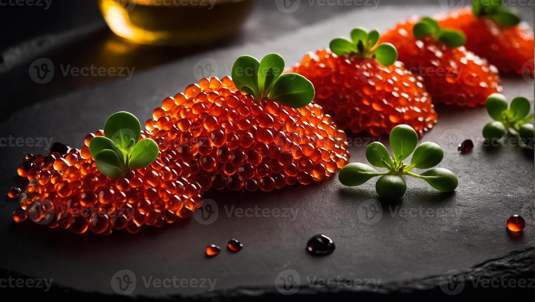 Fresh red caviar on the table photo
