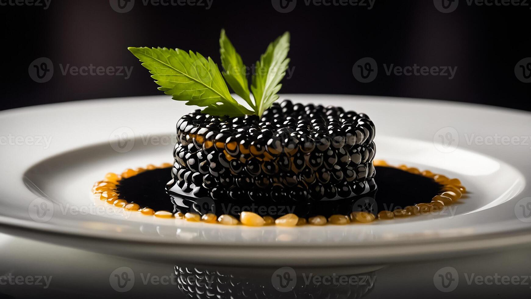 Chic black caviar in a restaurant photo