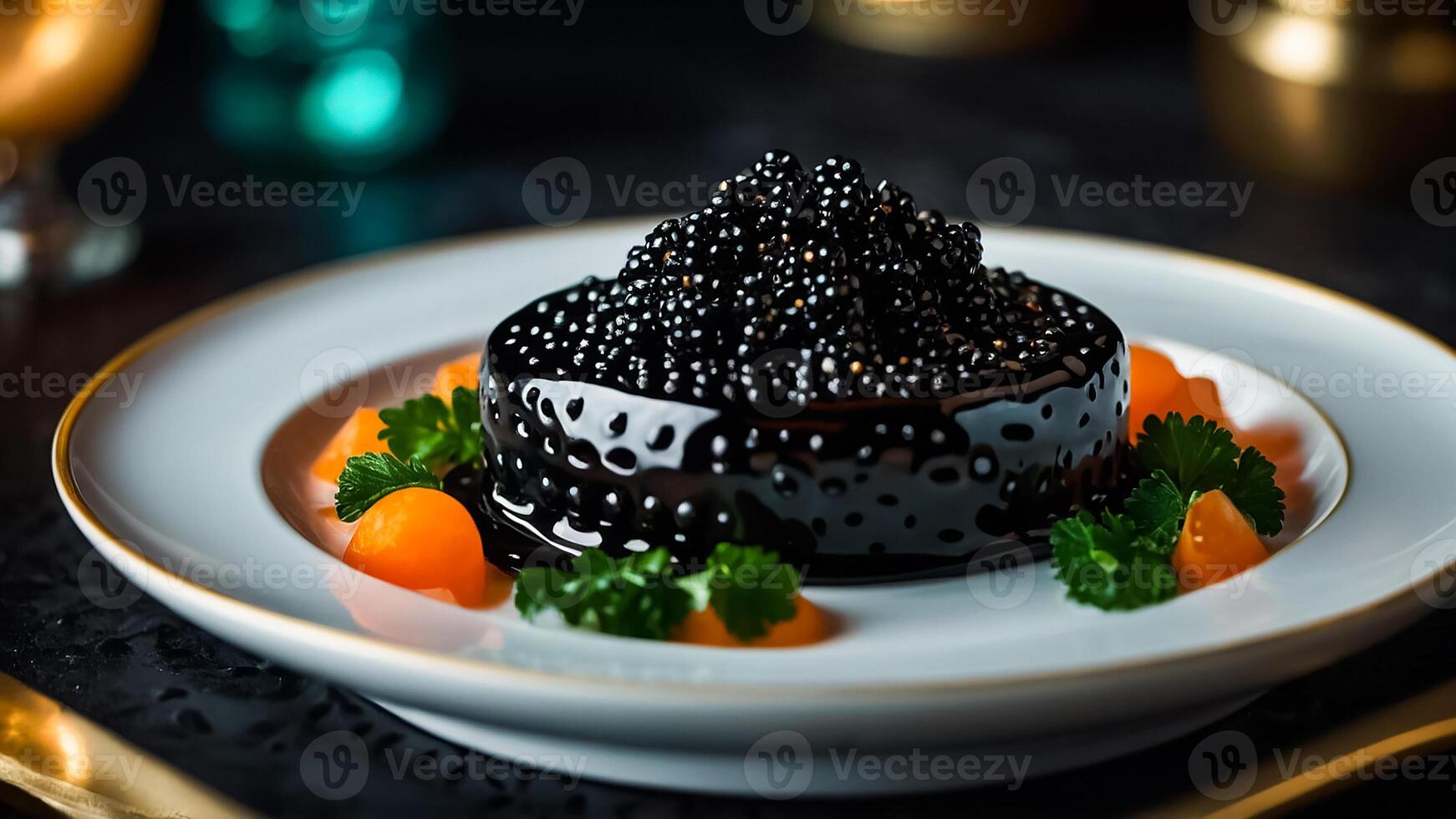 Chic black caviar in a restaurant photo