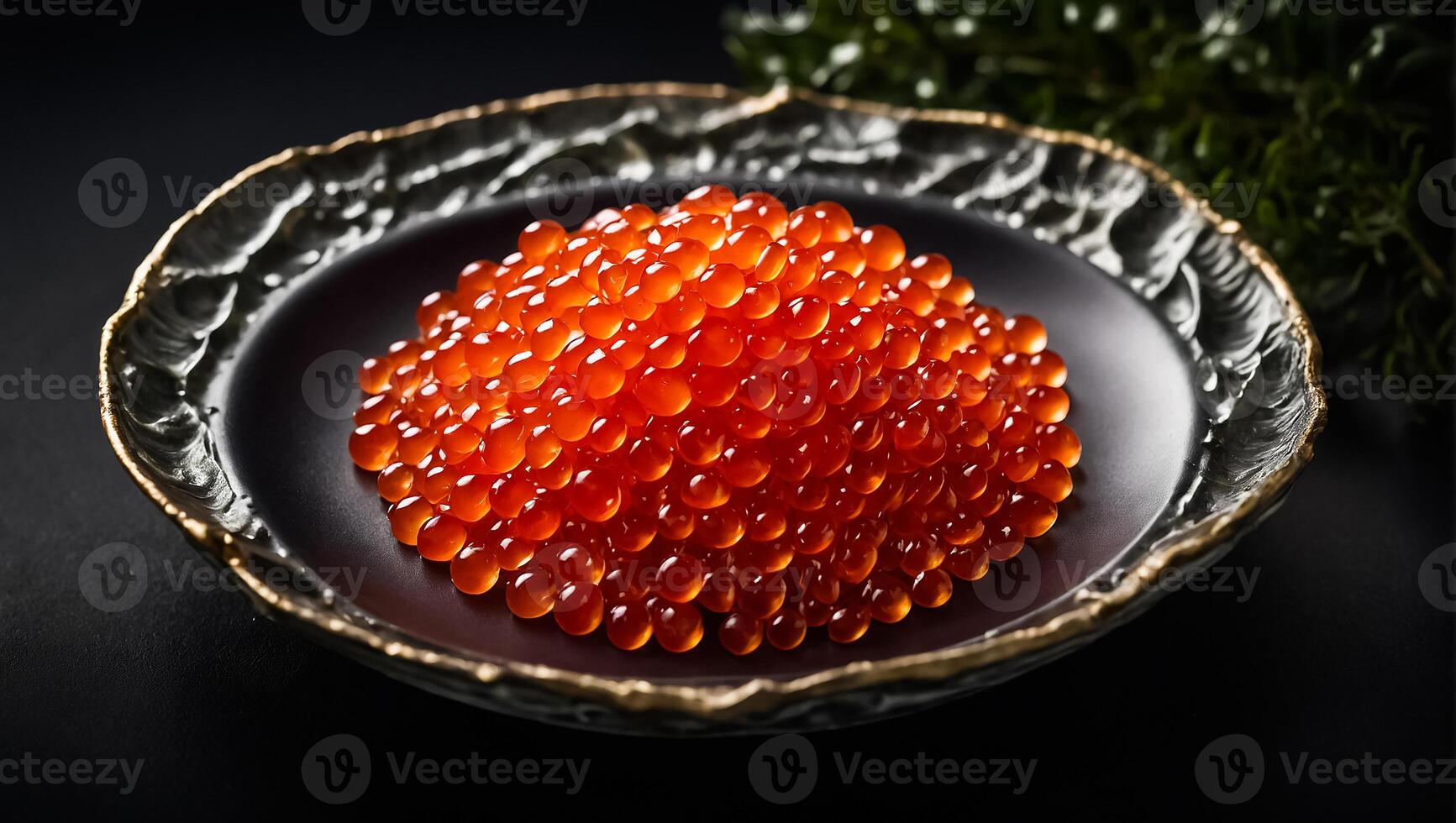 Fresh red caviar on the table photo