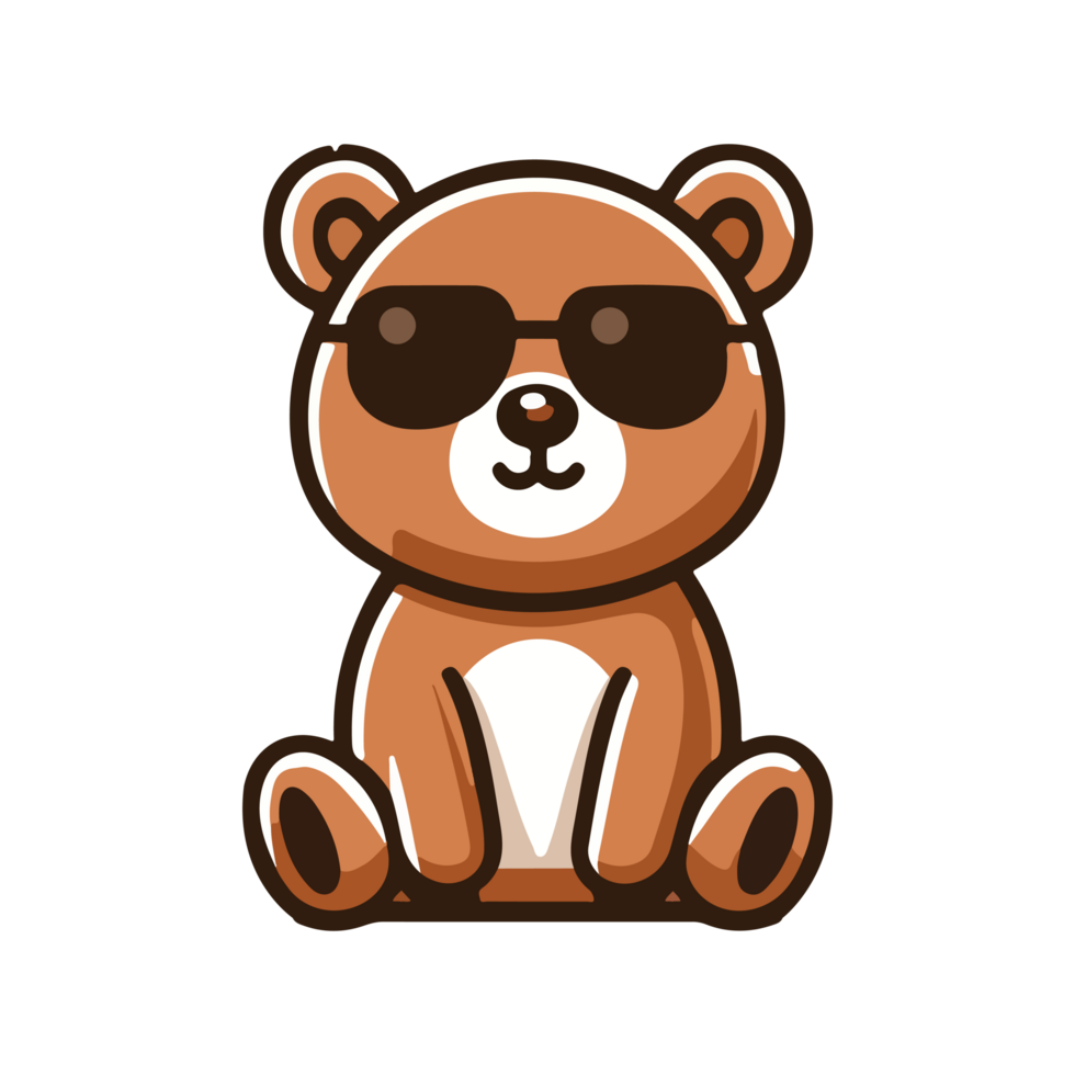 cute bear wearing sunglasses icon character png