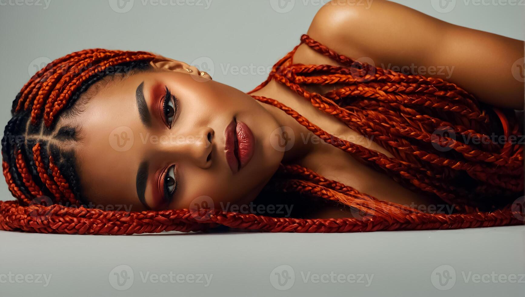 Portrait of a chic African American girl with dreadlocks photo