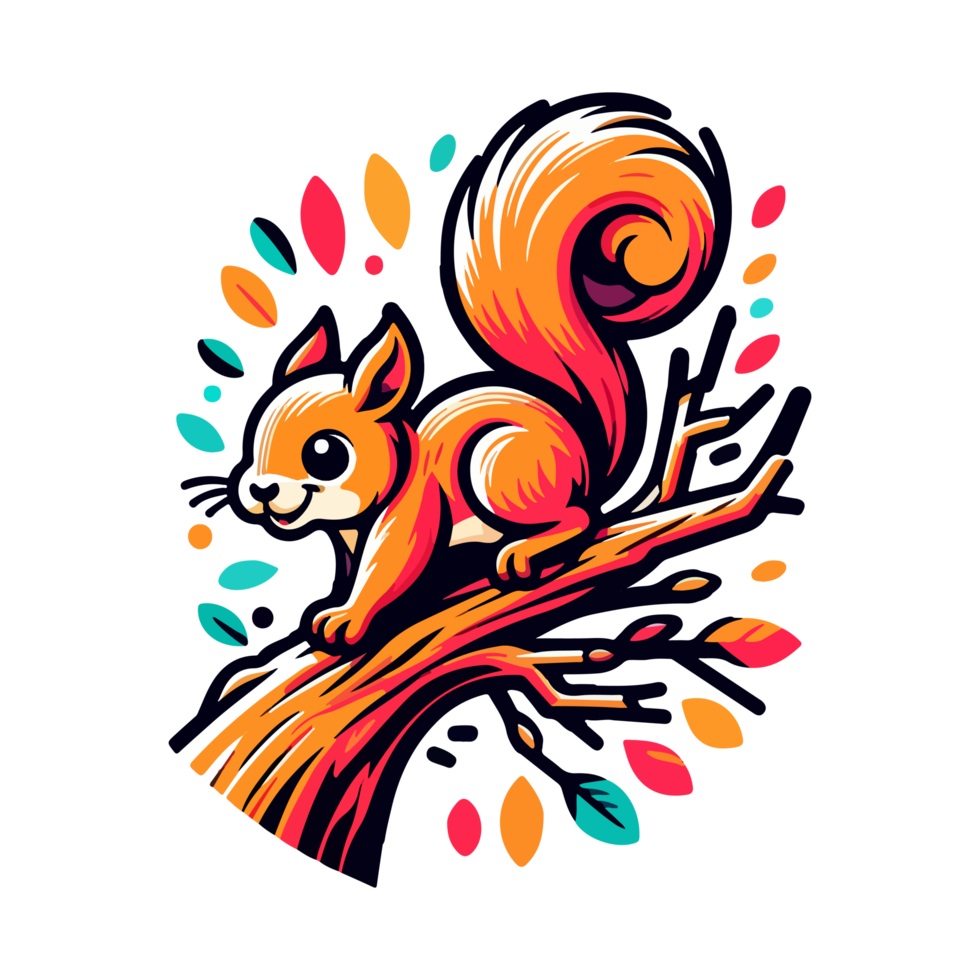 cute squirrel climbing tree icon character png