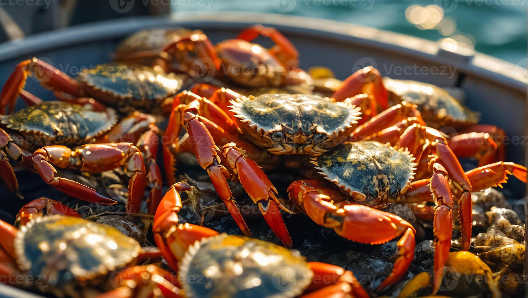 Freshly caught crabs photo