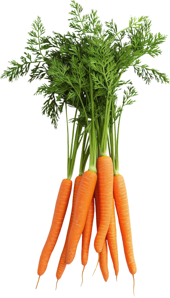 Fresh carrot with leaf isolated on a transparent background png