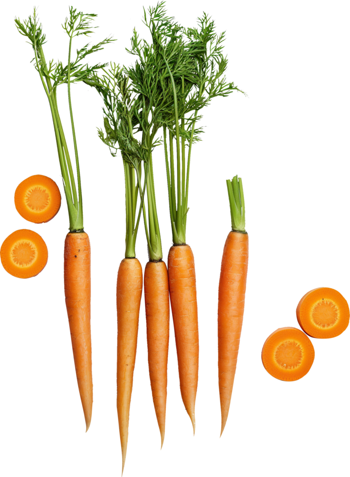 Fresh carrot with leaf isolated on a transparent background png