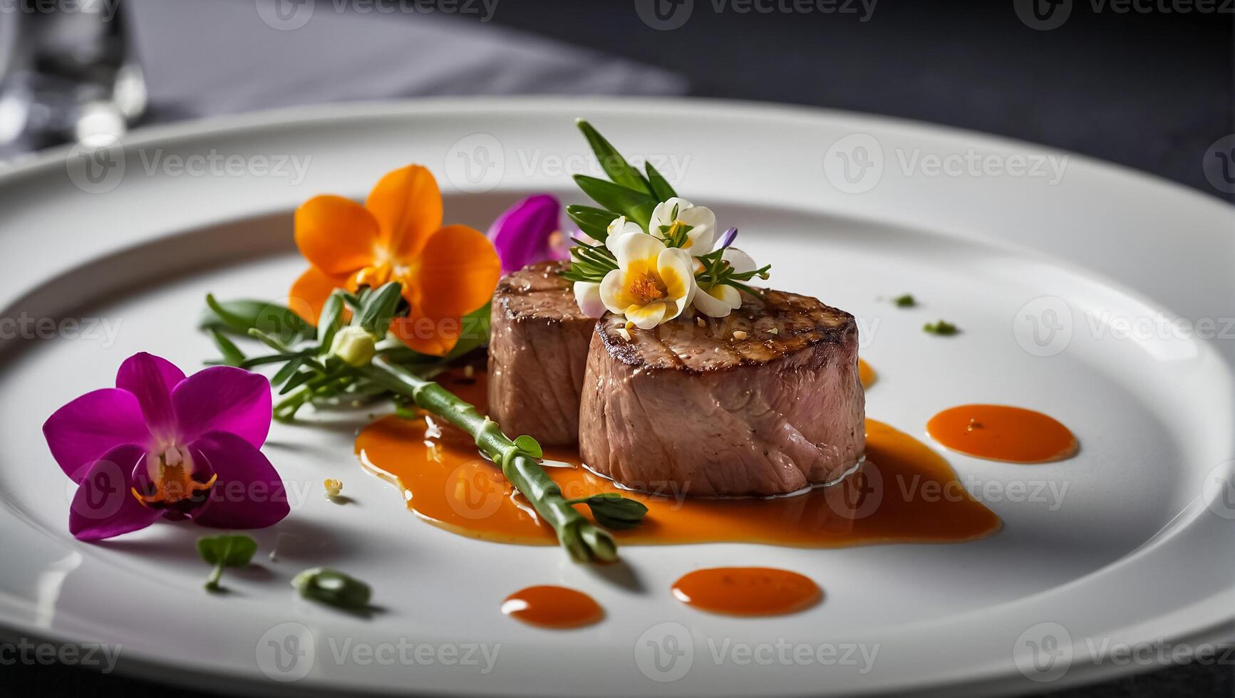Veal medallions with flowers photo