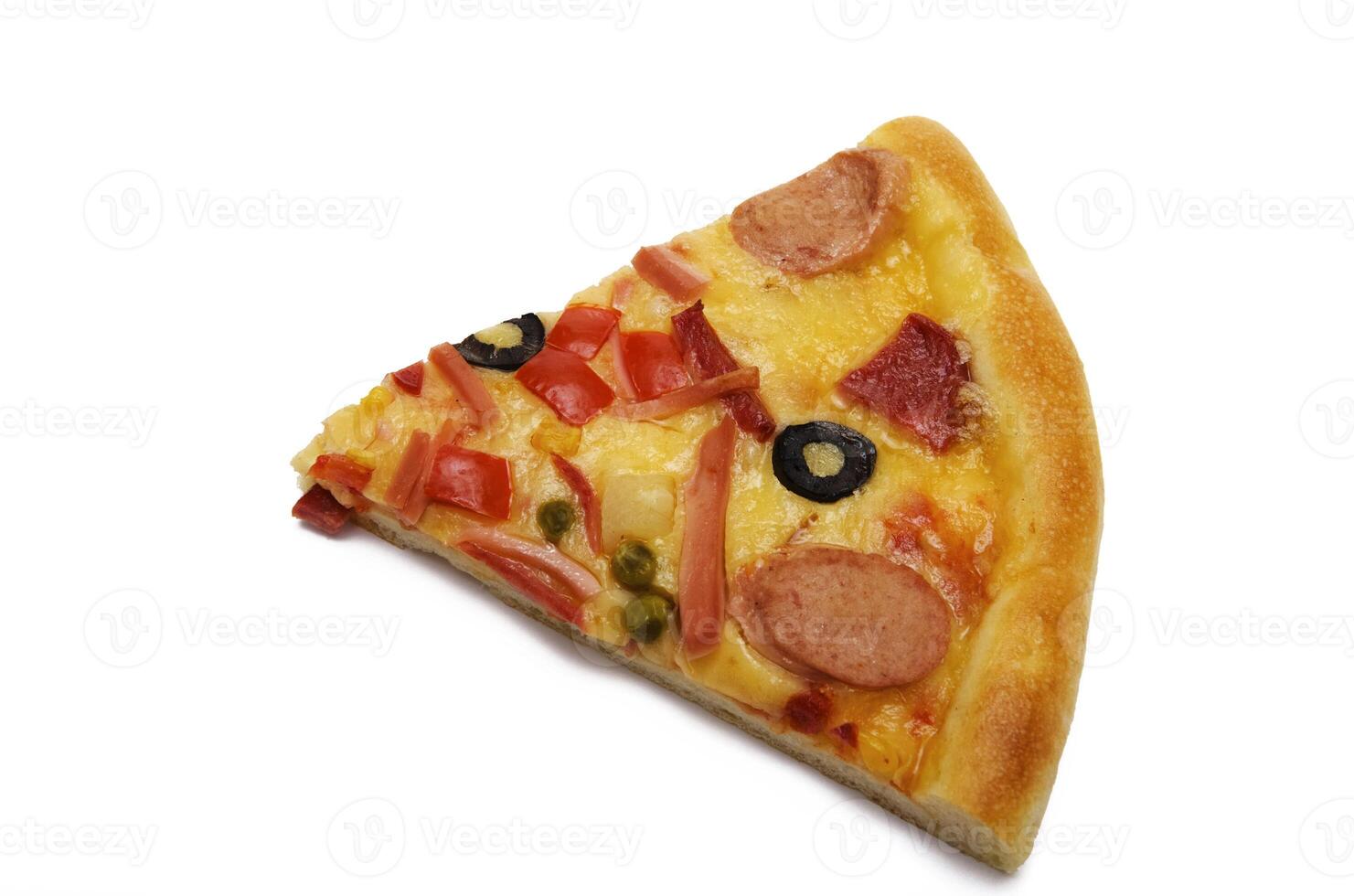 Fresh, appetizing pizza with the olives, the vegetables and the fruits photo