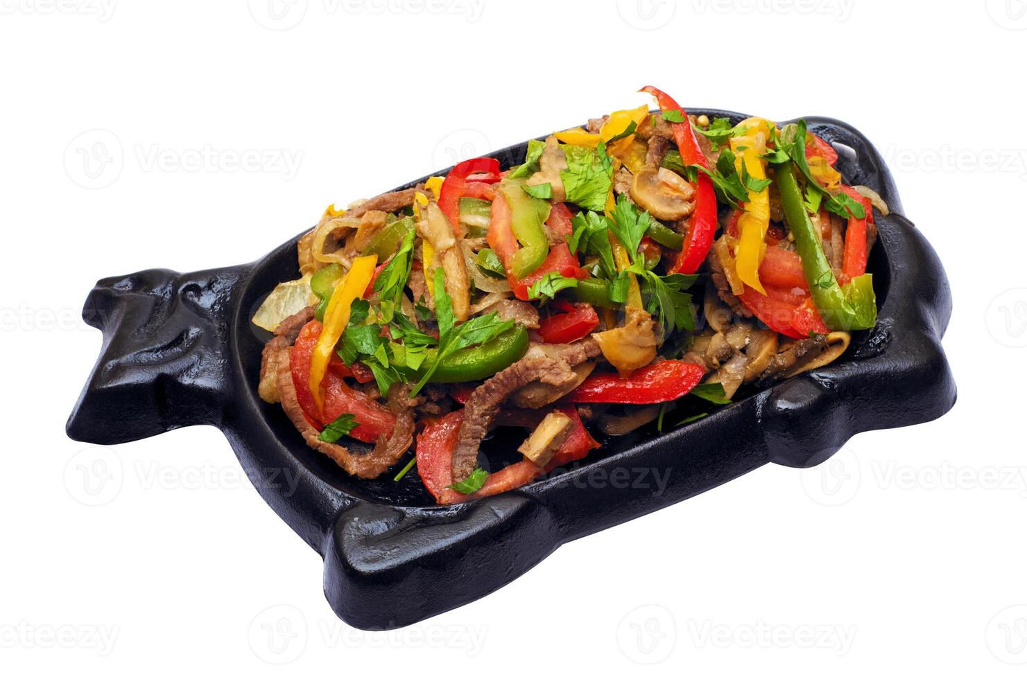 Chinese - Beef with Asparagus and Black Fungus in the Black Iron Dish photo