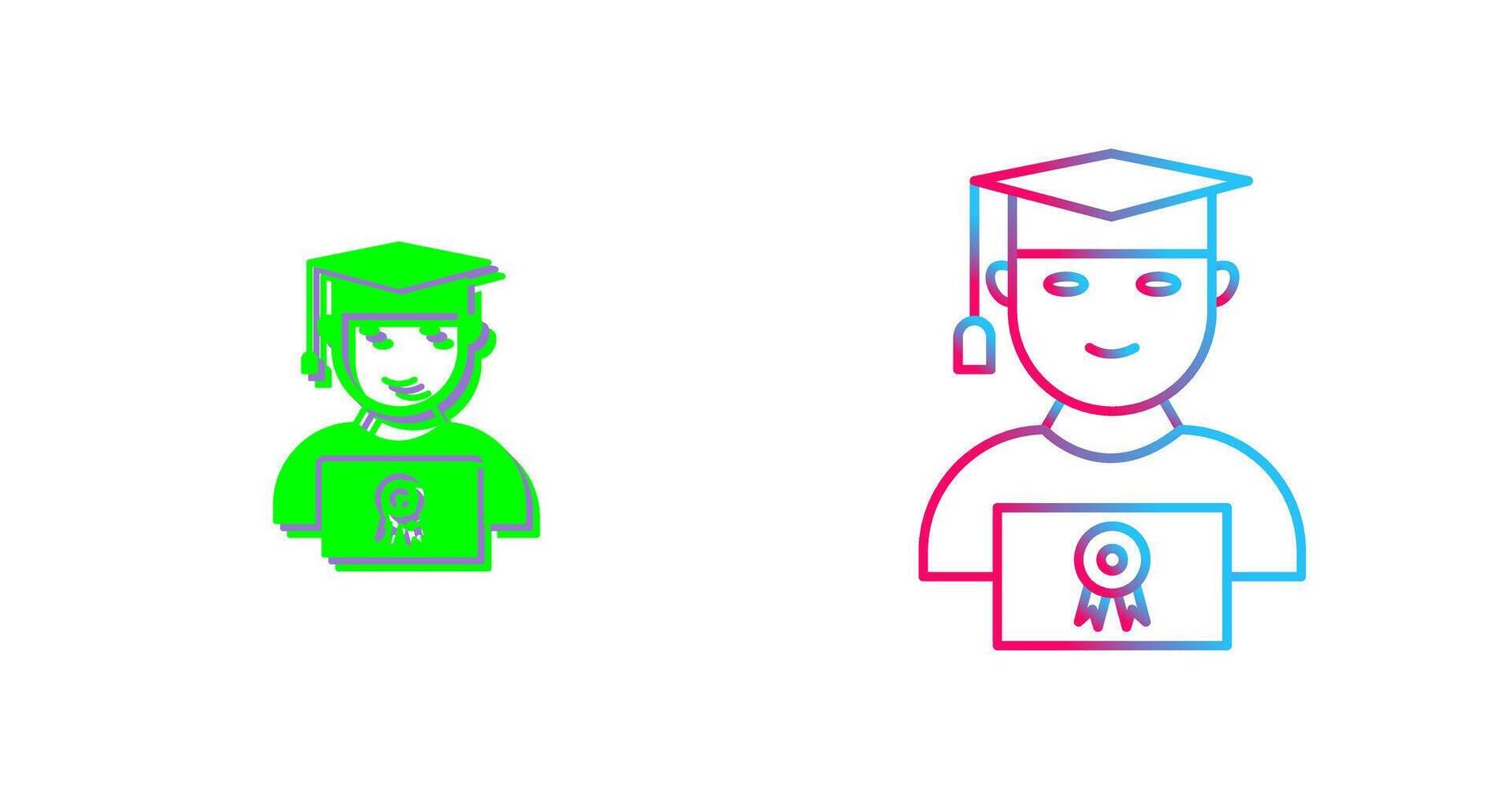 Unique Student Holding Degree Icon Design vector