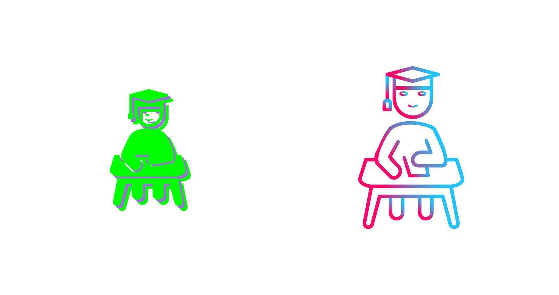 Unique Studying on Desk Icon Design vector