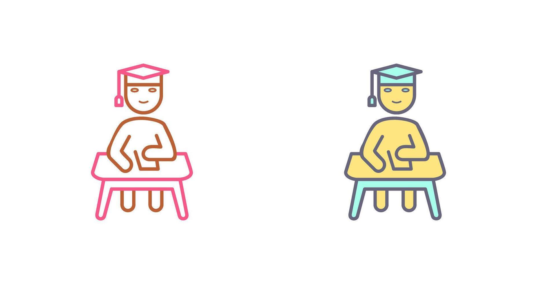 Unique Studying on Desk Icon Design vector