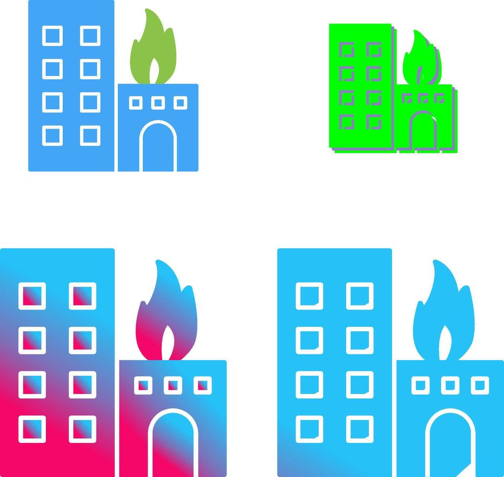 Unique Burning Building Icon Design vector