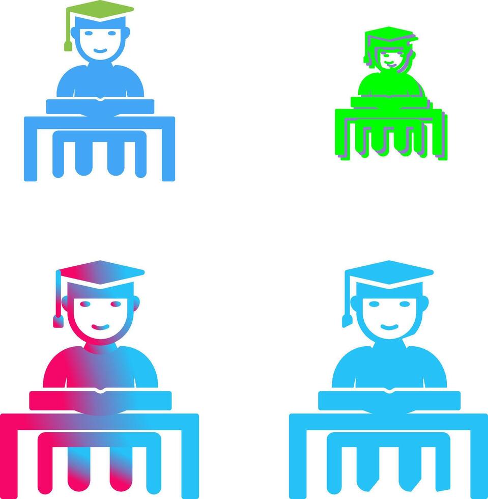 Unique Studying on Desk Icon Design vector