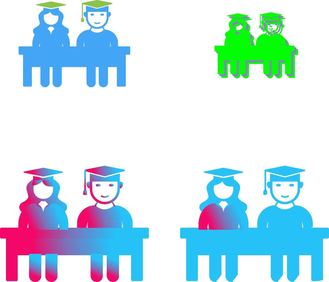 Unique Students Sitting Icon Design vector