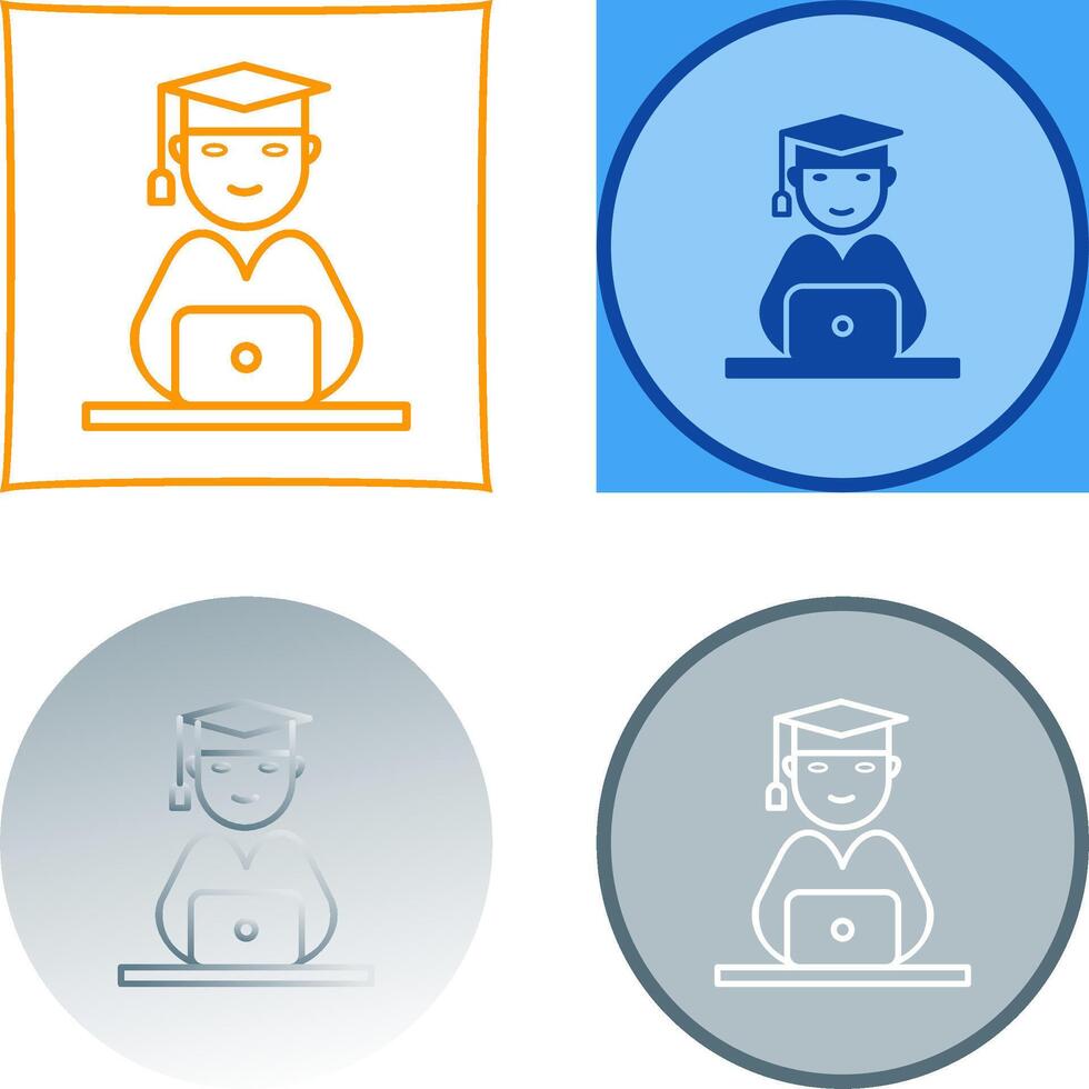 Unique Studying on Laptop Icon Design vector