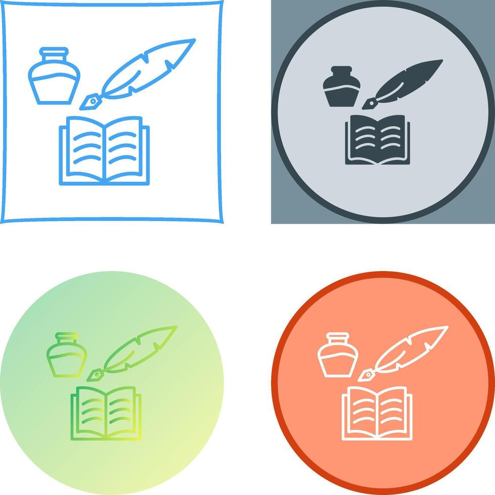 Unique Quill and Book Icon Design vector