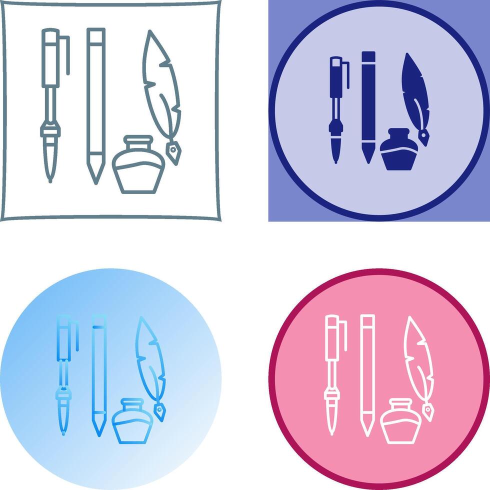 Unique Writing Equipment Icon Design vector