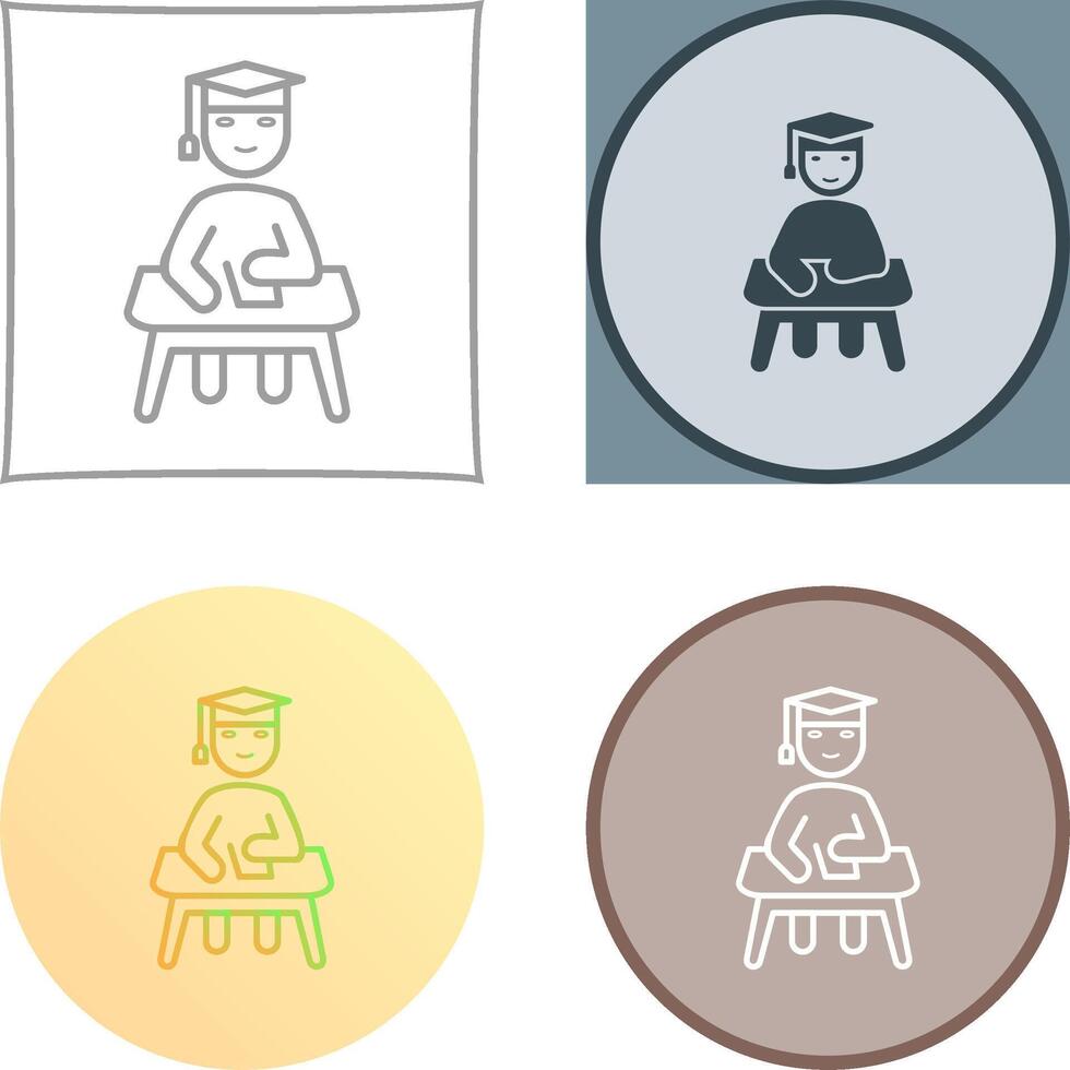 Unique Studying on Desk Icon Design vector