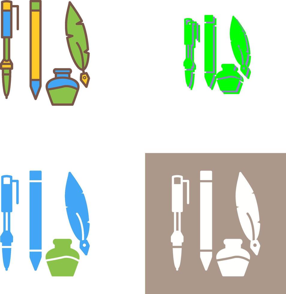 Unique Writing Equipment Icon Design vector