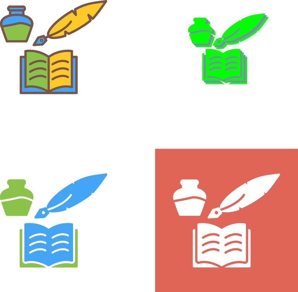 Unique Quill and Book Icon Design vector