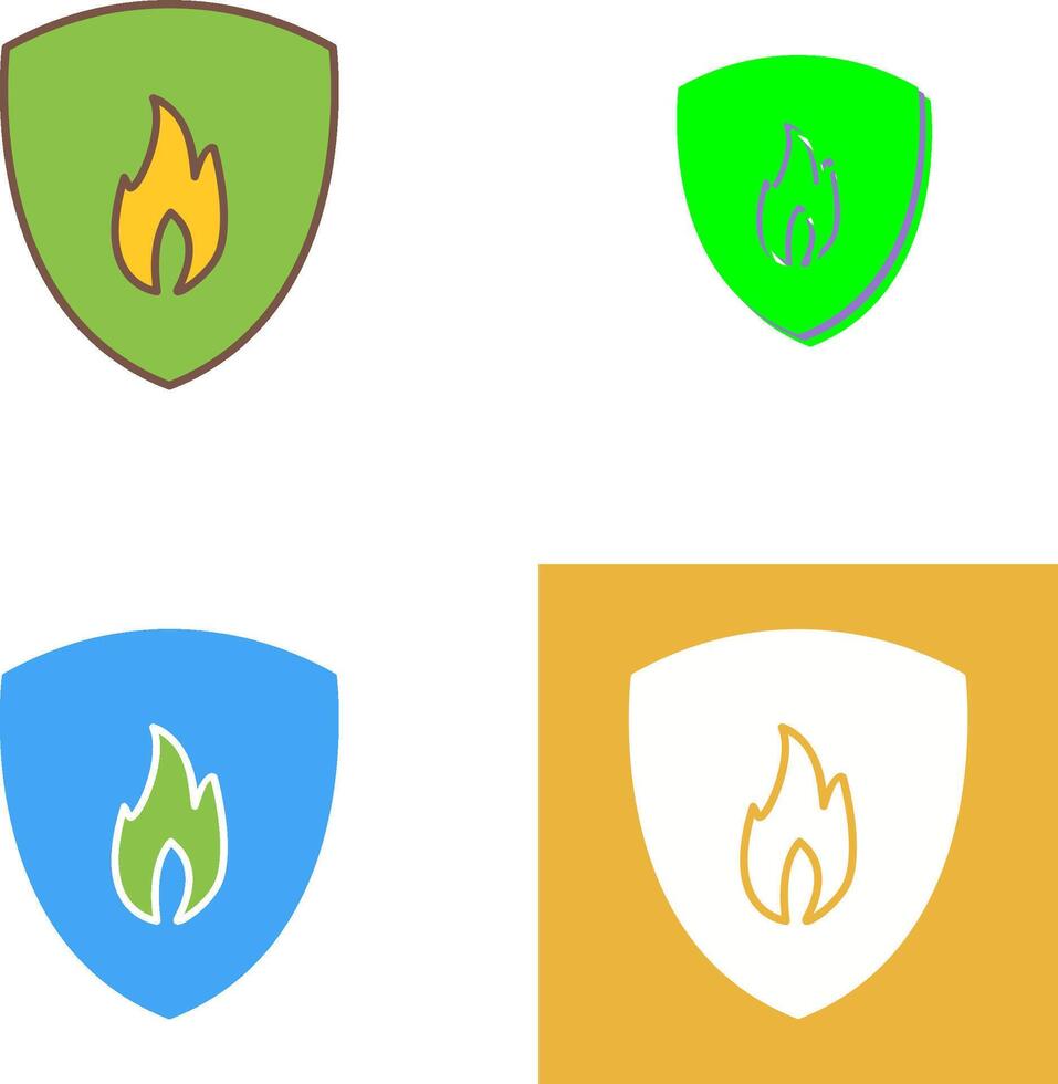 Unique Fire Shield Icon Design vector