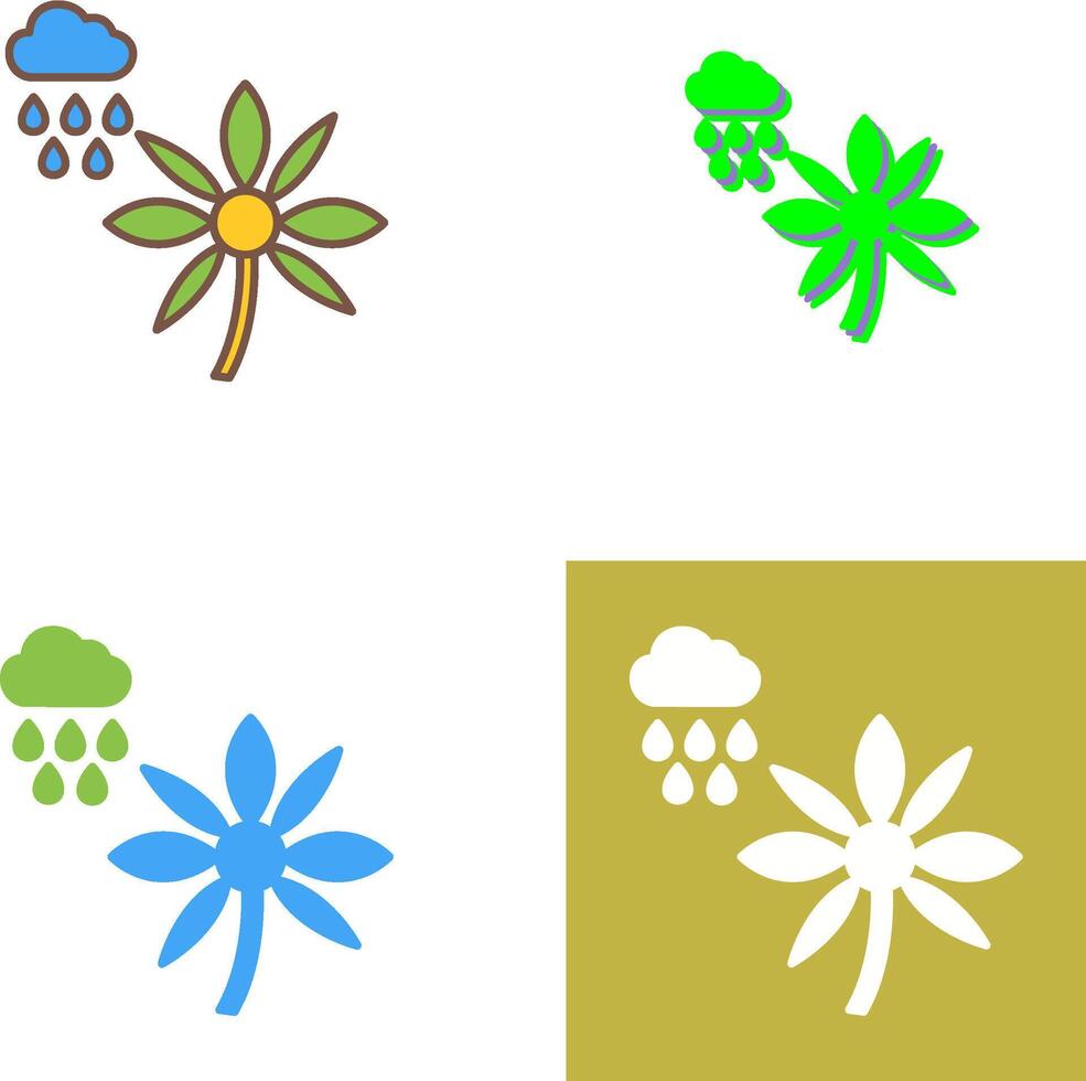 Flower with rain Icon Design vector