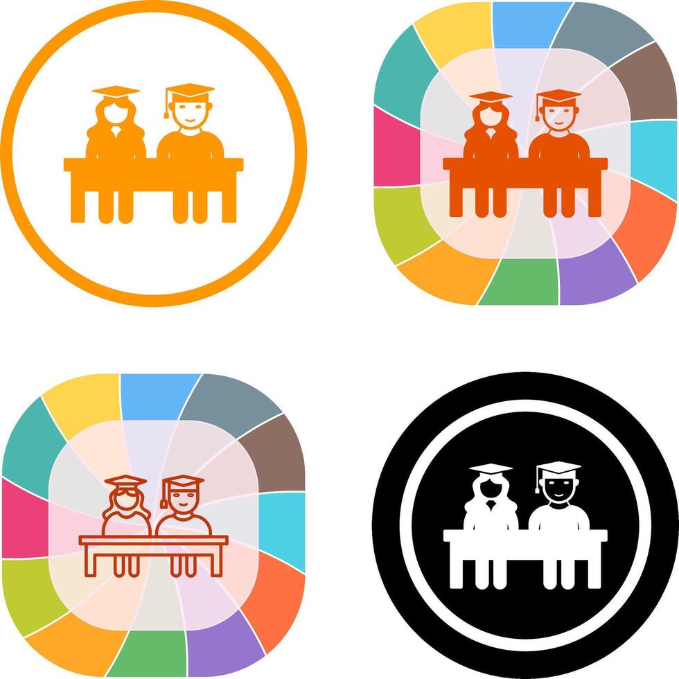 Unique Students Sitting Icon Design vector