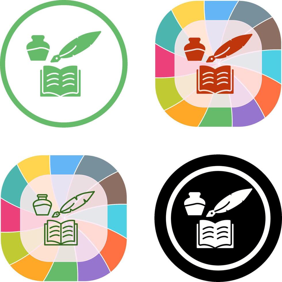 Unique Quill and Book Icon Design vector