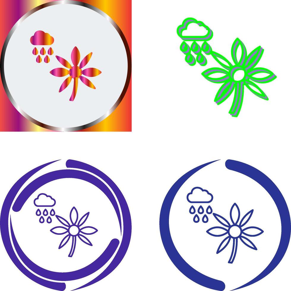 Flower with rain Icon Design vector