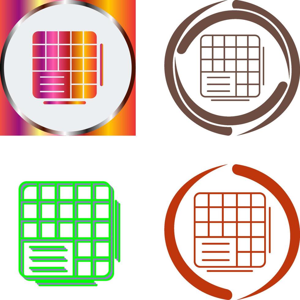 Table Data Icon Design vector