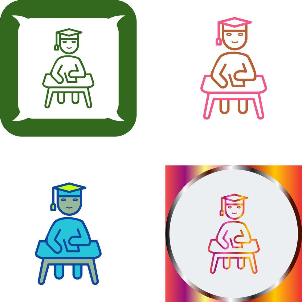 Unique Studying on Desk Icon Design vector