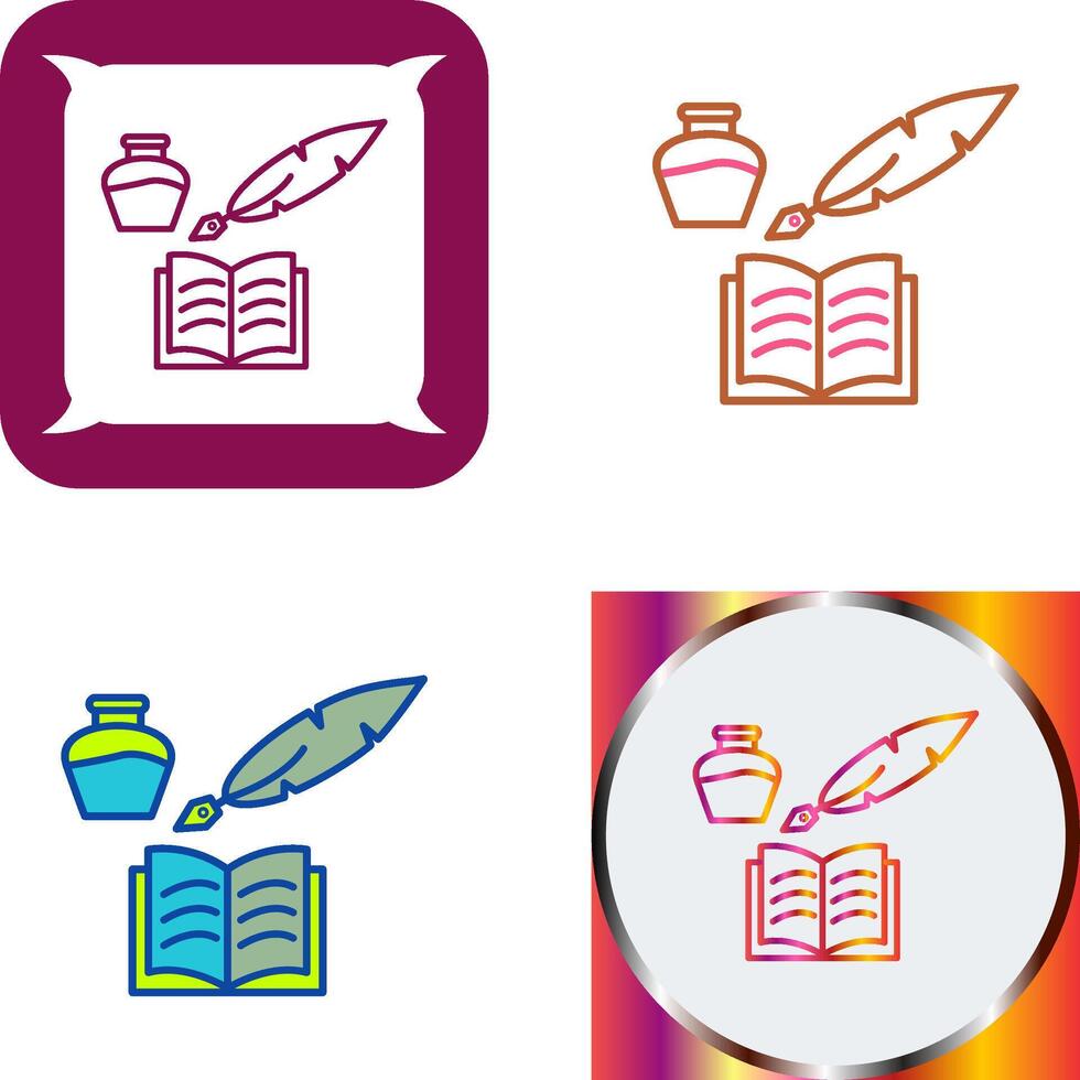 Unique Quill and Book Icon Design vector