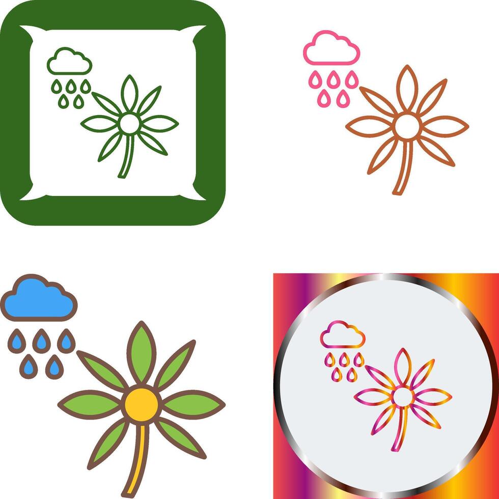 Flower with rain Icon Design vector