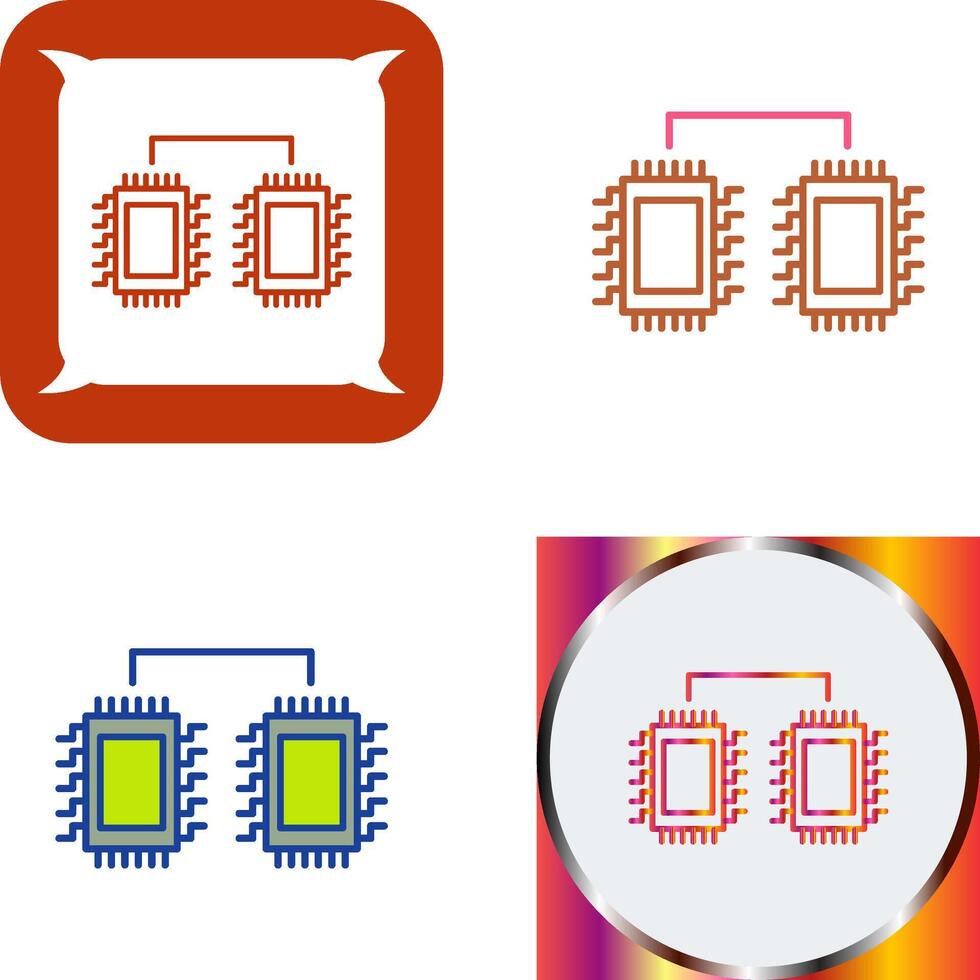 Processors Connected Icon Design vector