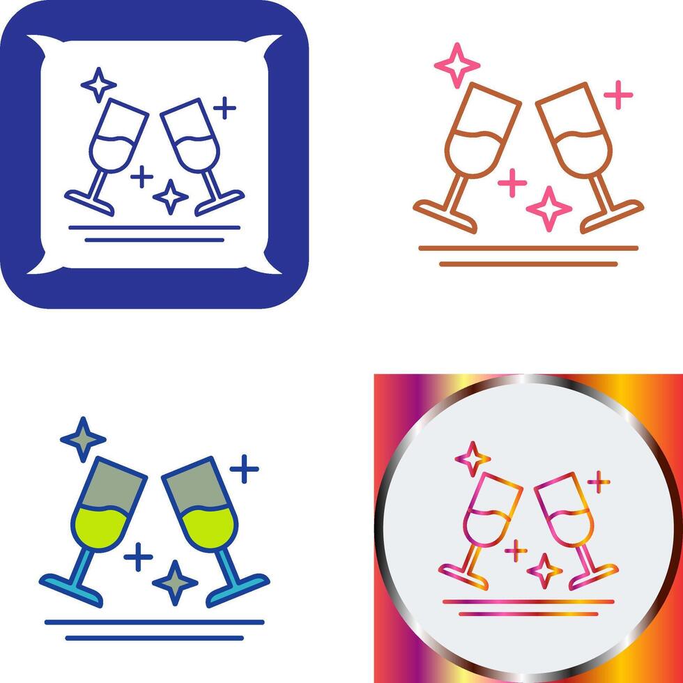 Two Glasses Romantic Icon Design vector