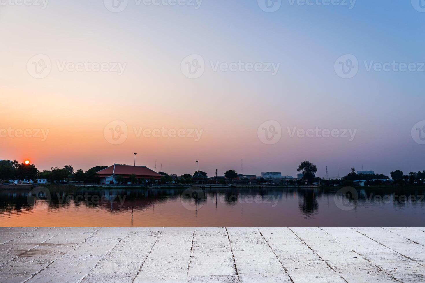sunset of city on the park photo