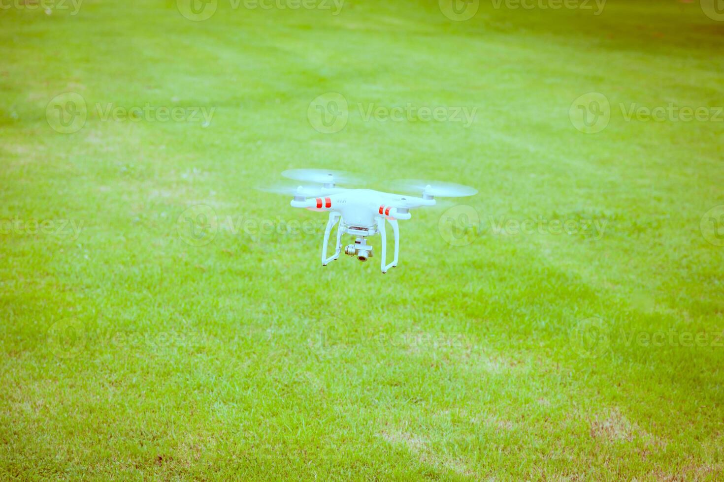 flying drone with camera prepair to fly photo