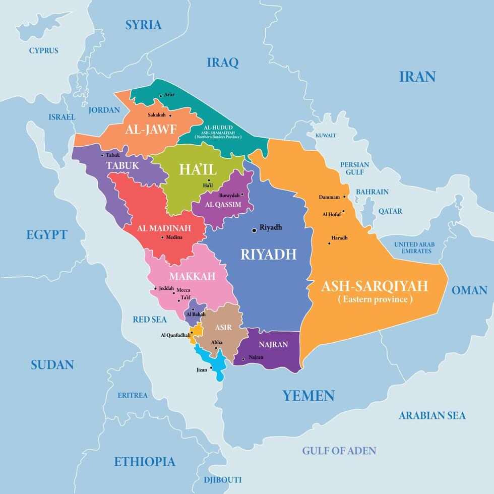 Saudi Arabia Map Template vector