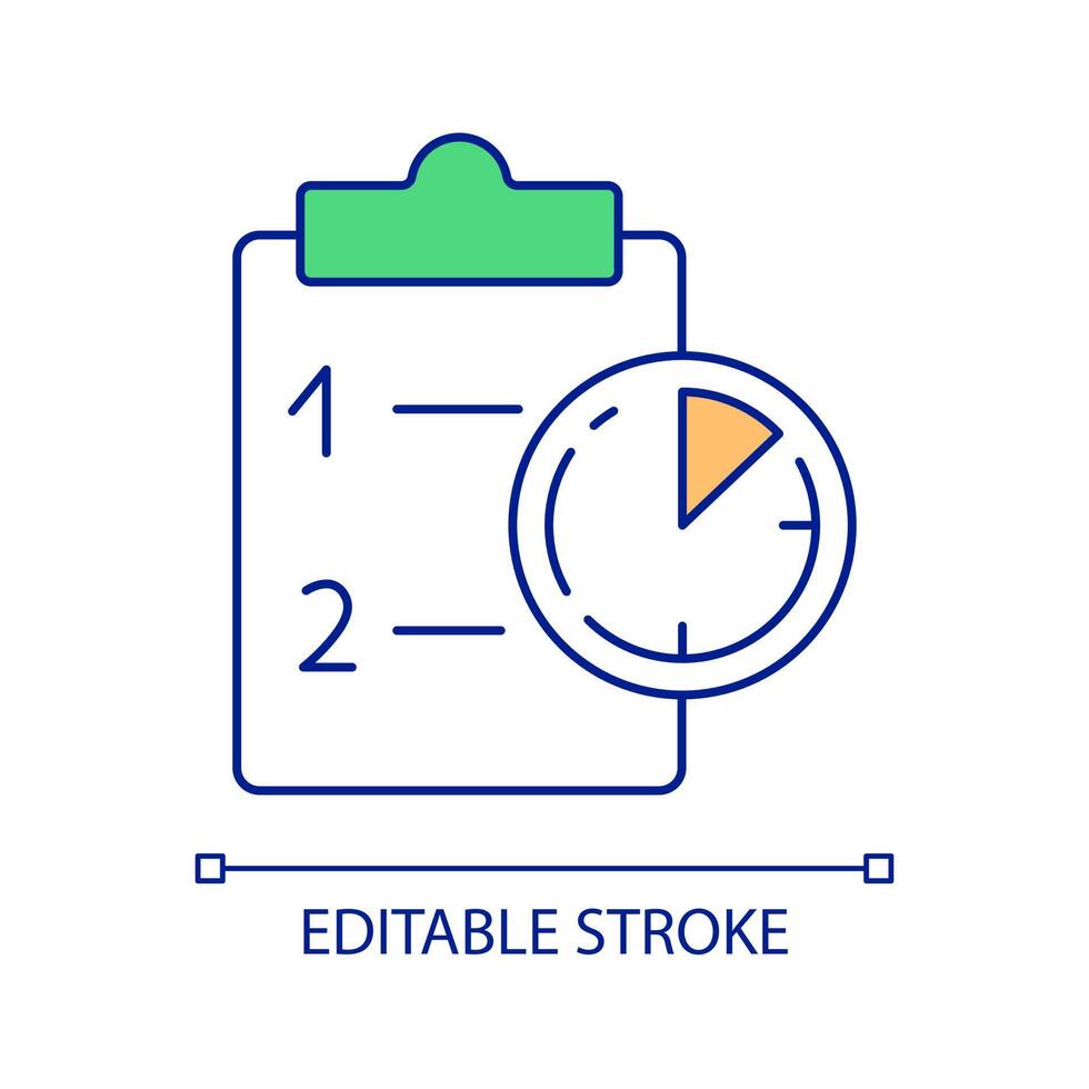 Time management RGB color icon. Work schedule. To do list. Job tasks planning. Setting deadline. Isolated vector illustration. Simple filled line drawing. Editable stroke