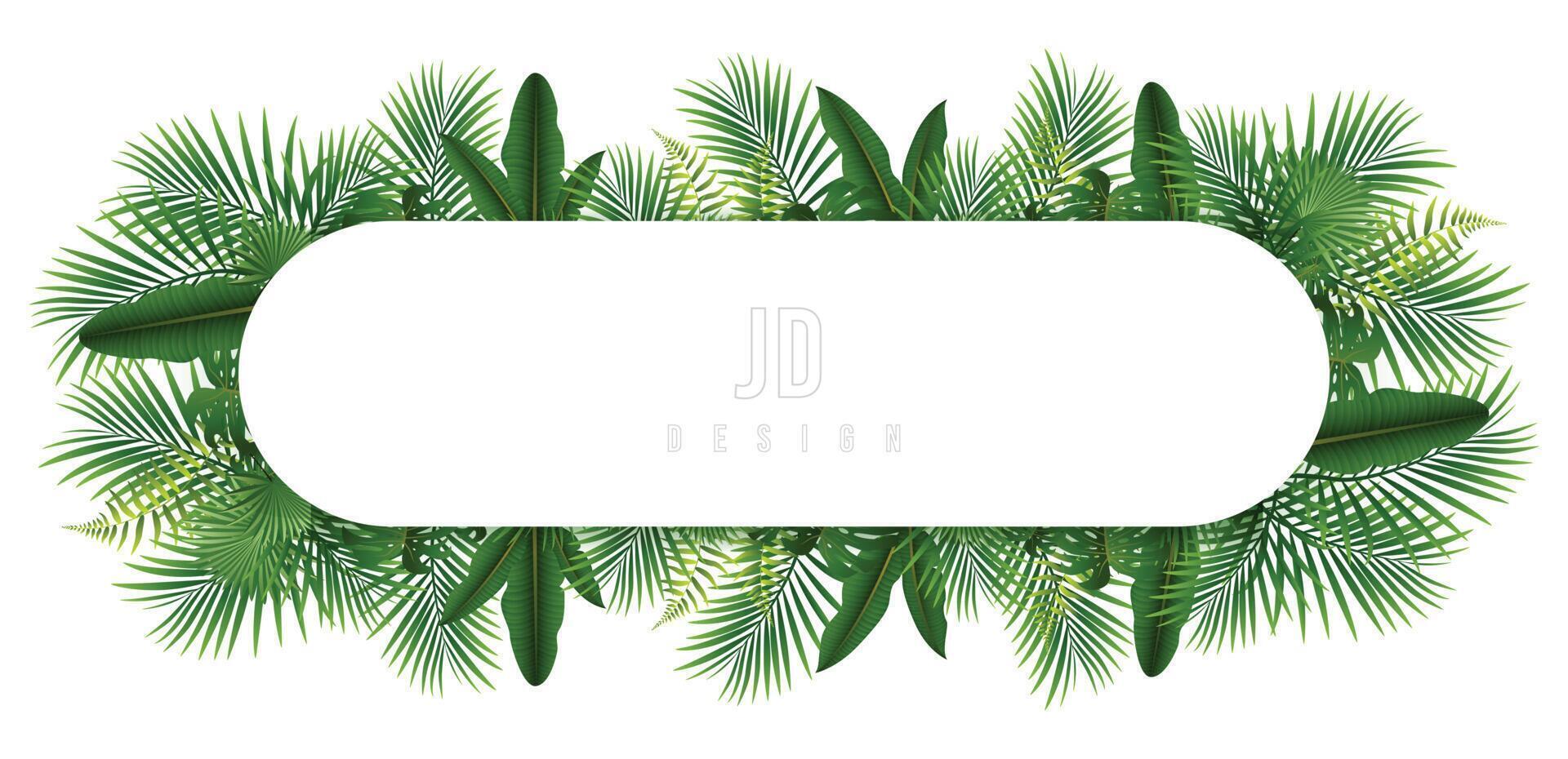 Green leaves beautiful decorative wedding floral frame design eps vector