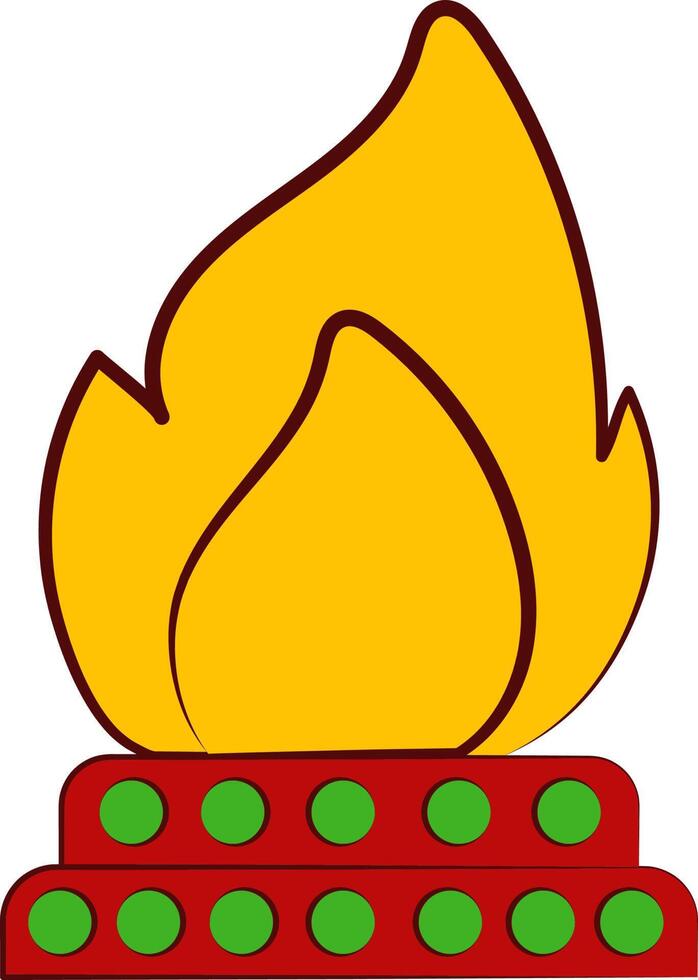 Flat Style Fire Pit  Colorful Icon. vector