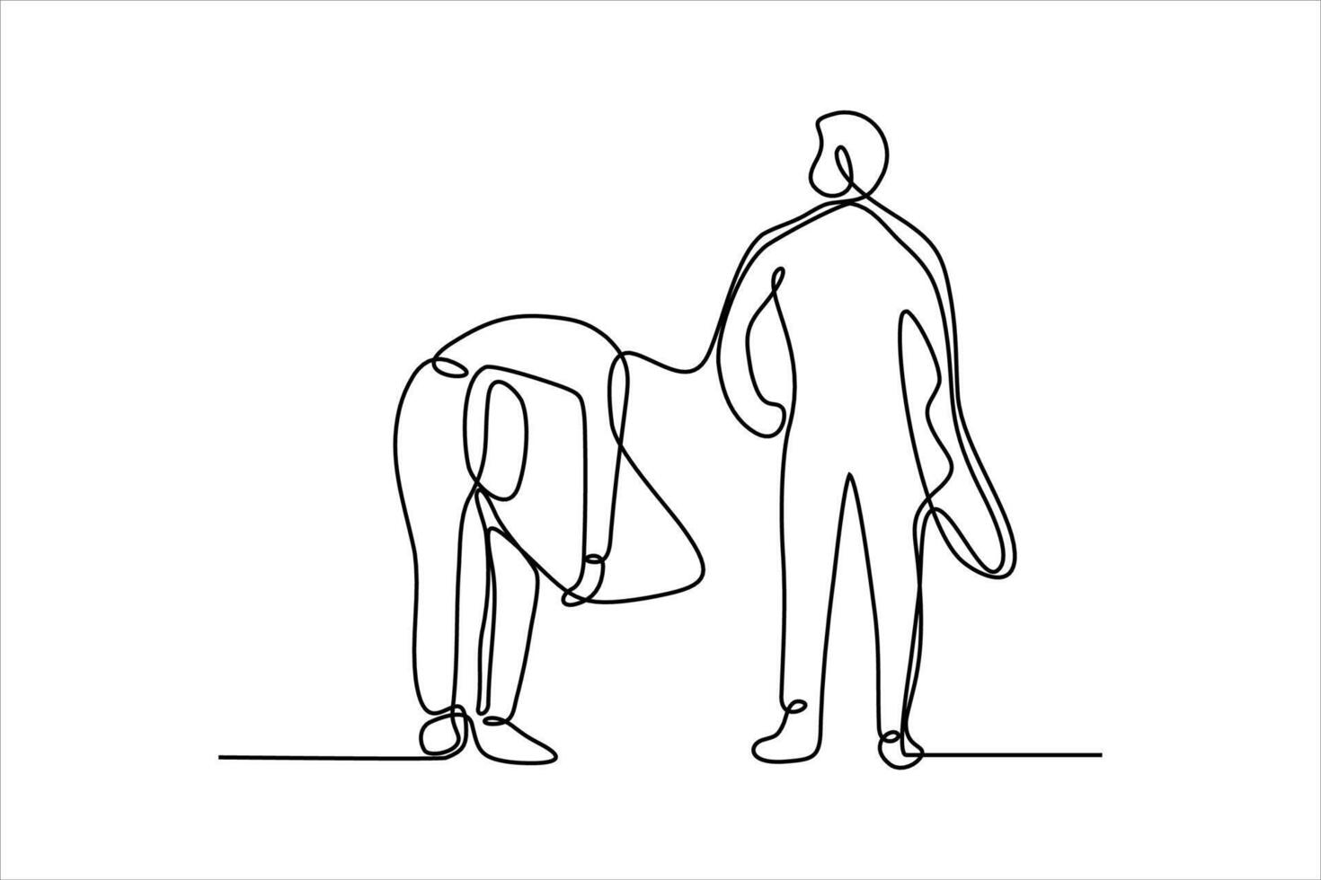 continuous line illustration of two surfers vector
