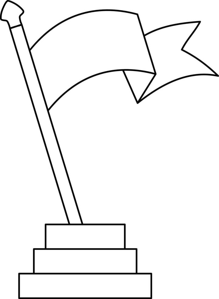 Black line art flag in flat style. vector