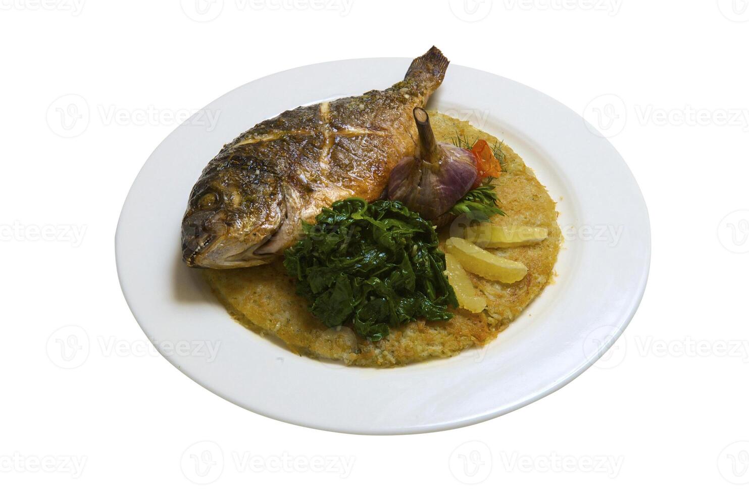 Fried fish with the garlic photo