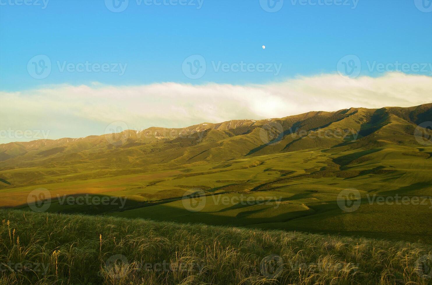 Beautiful view of valley with the mountains photo